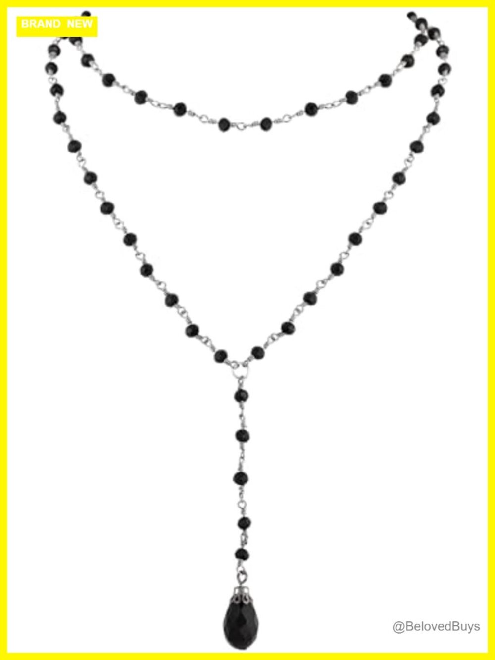 Gothic Layered Bead Choker Necklace Copper Onyx Teardrop Y-Necklace